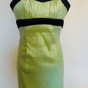 Jessica McClintock Dress Green & Black Sz 6 Strapless, Open Back Party, Weddings